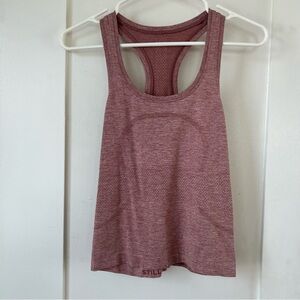 Lululemon swiftly tech racerback tank top in spiced chai/pink Rosebud (size 4)